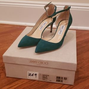 Jimmy Choo Lucy 65 Suede d'orsay Ankle Strap Pumps